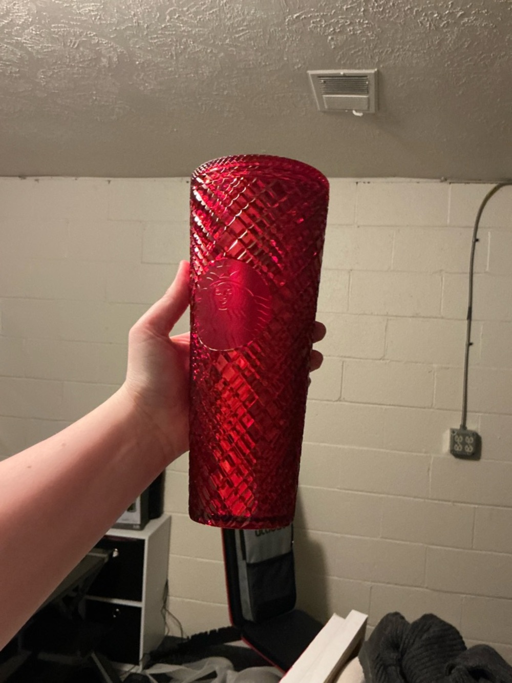 Starbucks Shiny Red Diamond-Pattern Tumbler